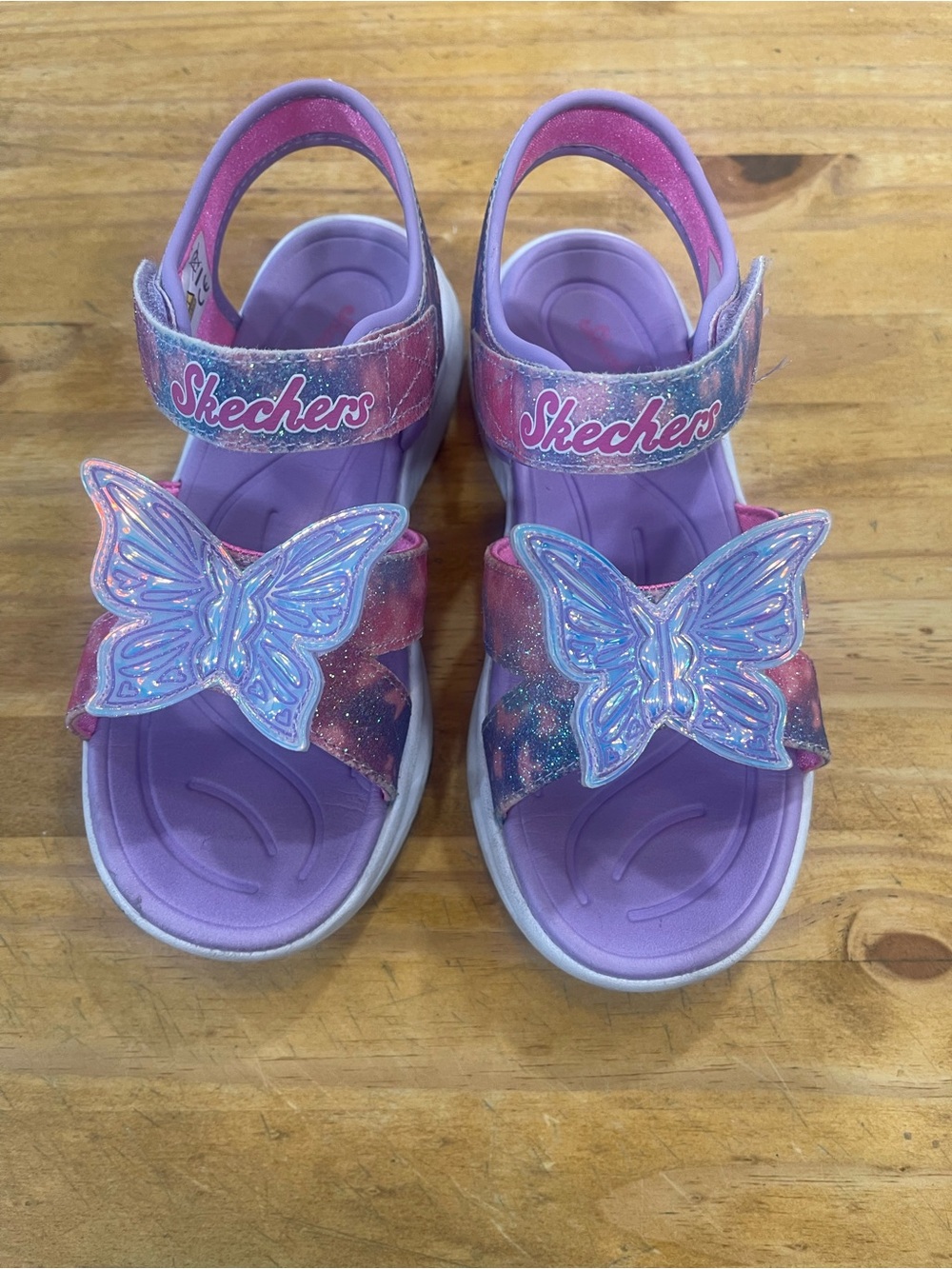 Light up! Skechers Girls' Purple, Pink & Blue Butterfly Sandals